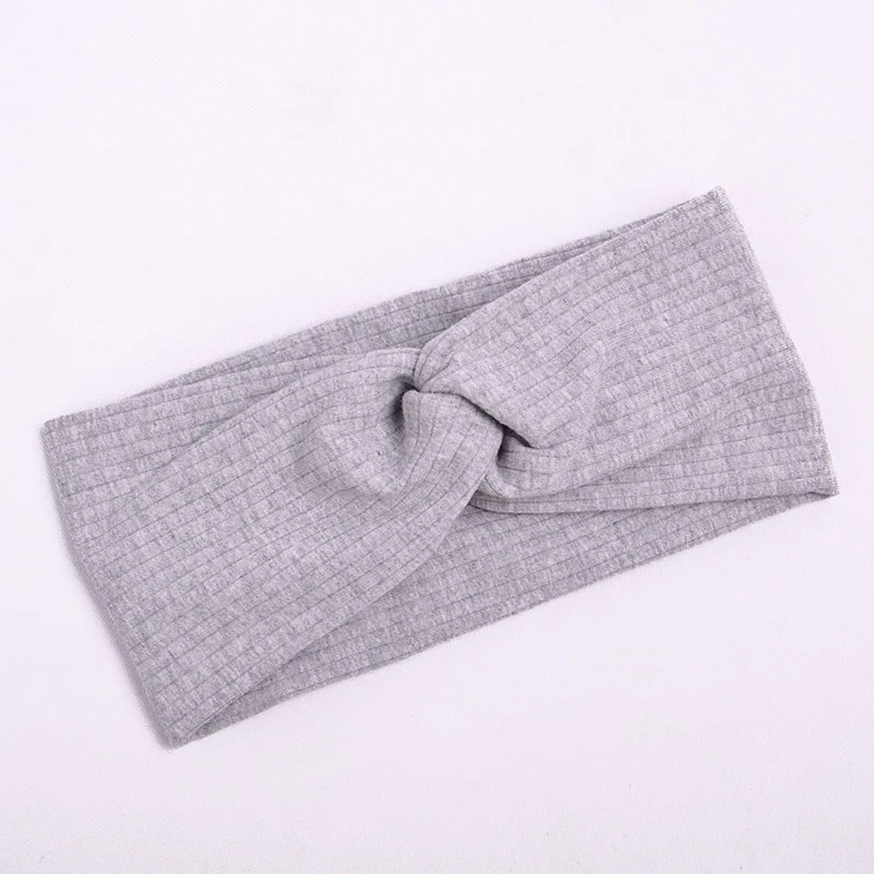 Solid Color Twist Headbands for Women Soft Turban Hairband Cross Knot Head Band Girls Elastic Hair Band Hair Accessories - Color: grey 1