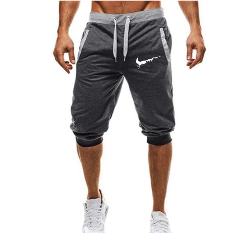 

2019 new summer brand men's hot pants sports shorts thin men's black body shorts men's fitness gym five pants