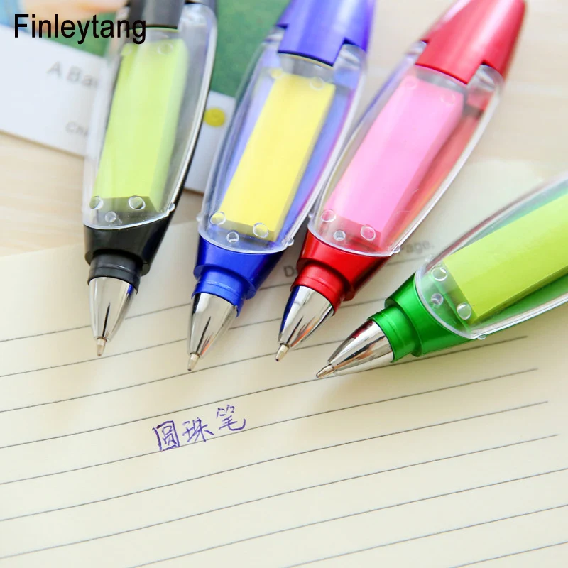 Cute 3 in1 Ballpoint Pen with Memo Sticker Flashlight Novelty Pen with Rope W 