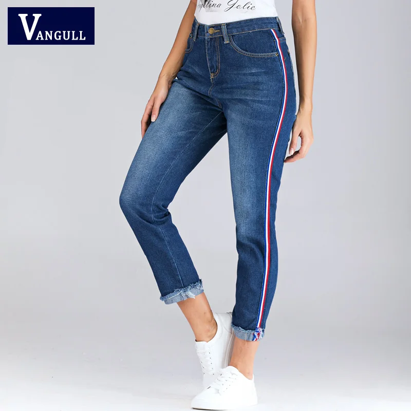 Vangull Джинсы женские 2019 Высокая талия узкие сильно облегающие джинсы Рваные