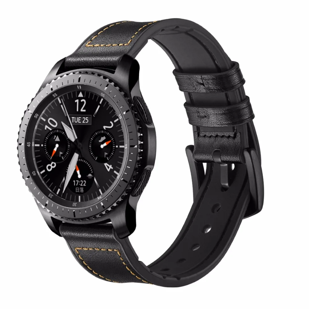 Leathe+ Силиконовый ремешок для samsung Galaxy watch 46 мм 42 мм active gear S3 huawei watch gt браслет amazfit grt 47 мм ремешок для часов