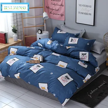 

BEST.WENSD dekbedovertrek Cartoon animals bedding set bed sets sheets pillowcases luxury comforter set Lovely Wolf -ropa de cama