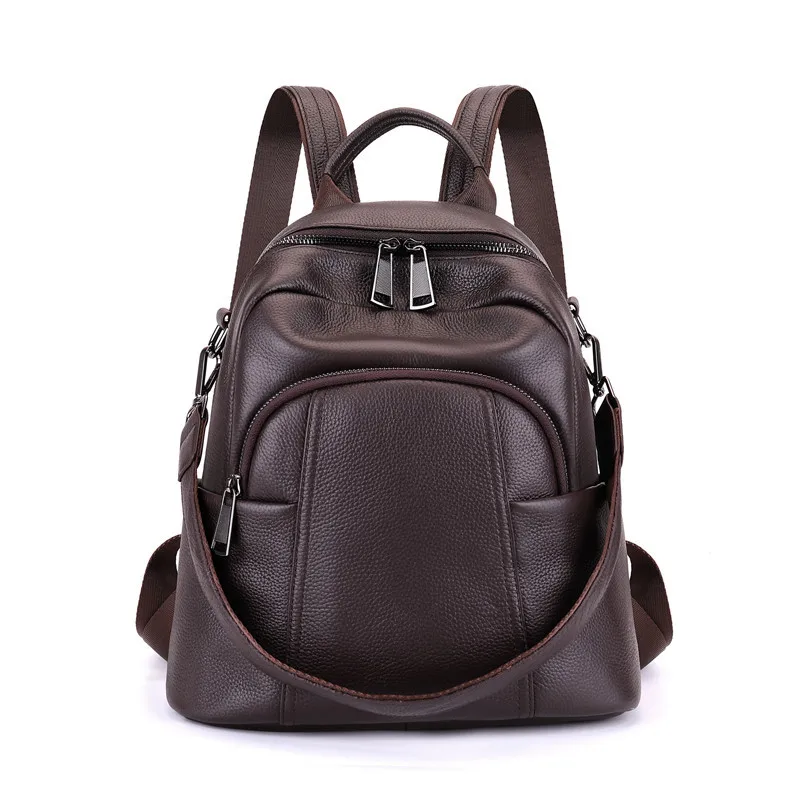 

2019 Genuine Leather Women Backpack Real Cow Leather Causal Bagpack School Bag for Teenage Girls Shoulder Bag Female Daypack