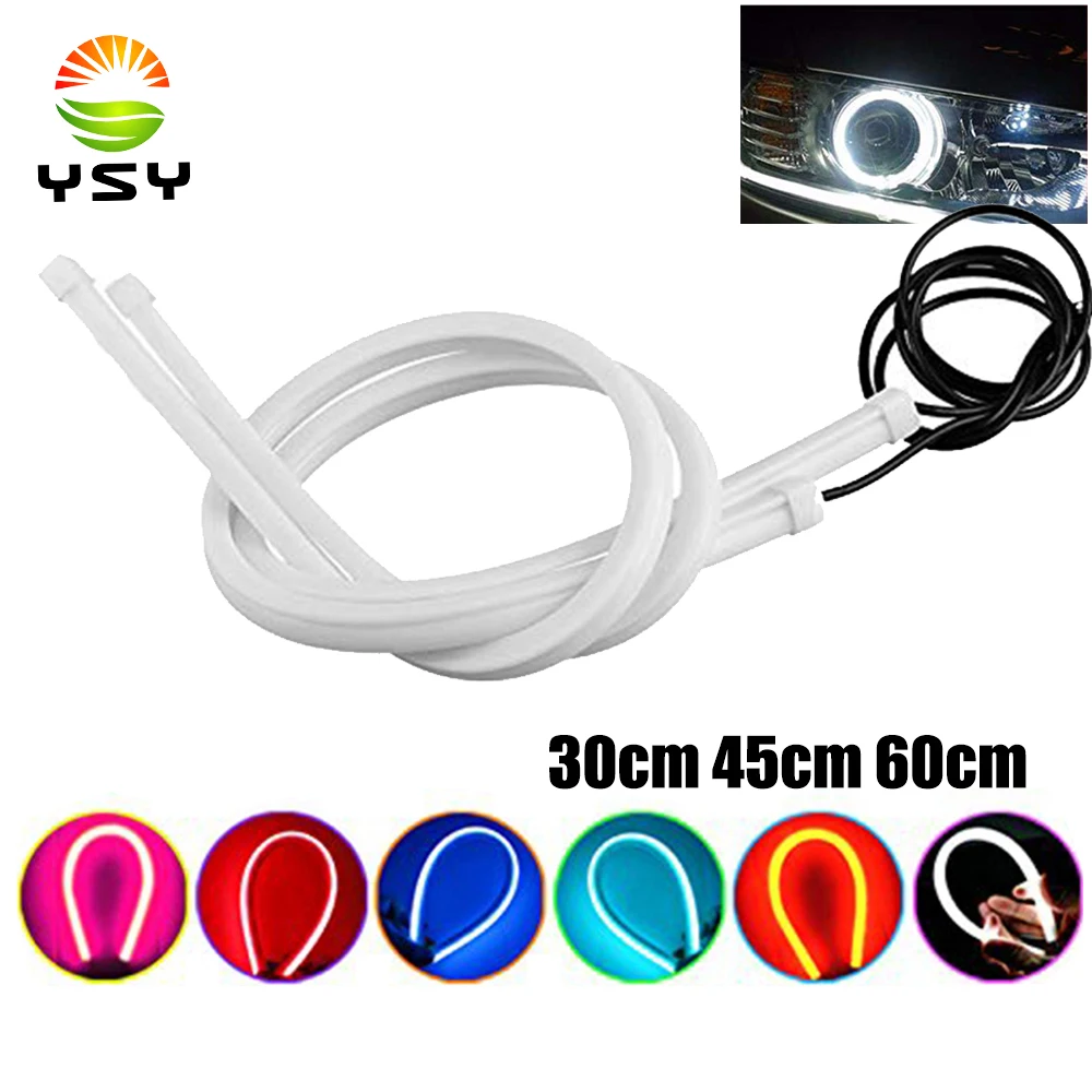 

YSY 2x 30cm 45cm 60cm Flexible DRL LED Daytime Running Light Soft Tube Guide Car LED Strip Auto Lamp for Car Headlight Assembly