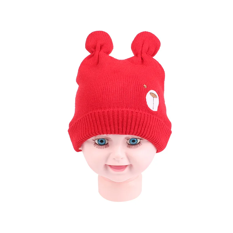Bear Cotton Baby Hat Beanie Warm Winter Newborn Beanie Hat Cute Ears Knitted Baby Girls Hat Soft Comfortable Cradle Beanie New (9)