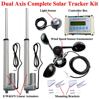 

Dual Axis Solar Tracking Tracker +10" Linear Actuators 330lbs Motor +LCD Controller+Anemometer for Solar Panel Home Power System