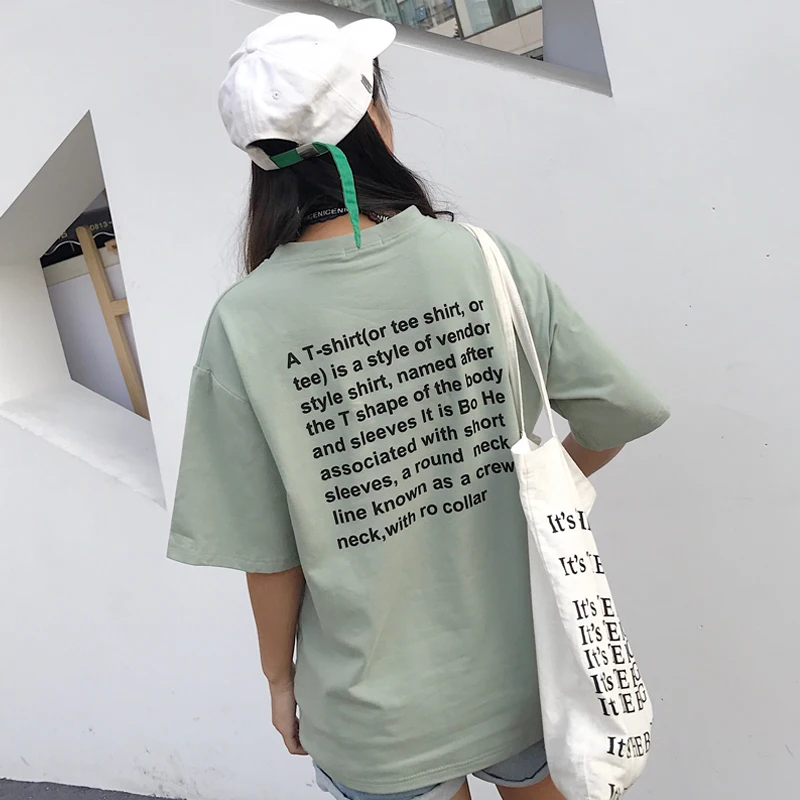 

YouGeMan 2019 Spring Summer T-shirt Women Clothing Korean Ulzzang Harajuku Letters Printed T shirt Female Short Sleeve Tshirts