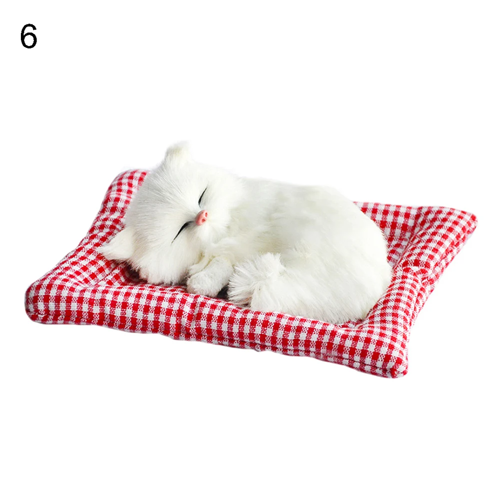 Lovely Simulation Doll Plush Sleeping Cat with Sound peluche Cat With Nest Car Desk Ornaments Kids Gift Photo Prop Cat Toys