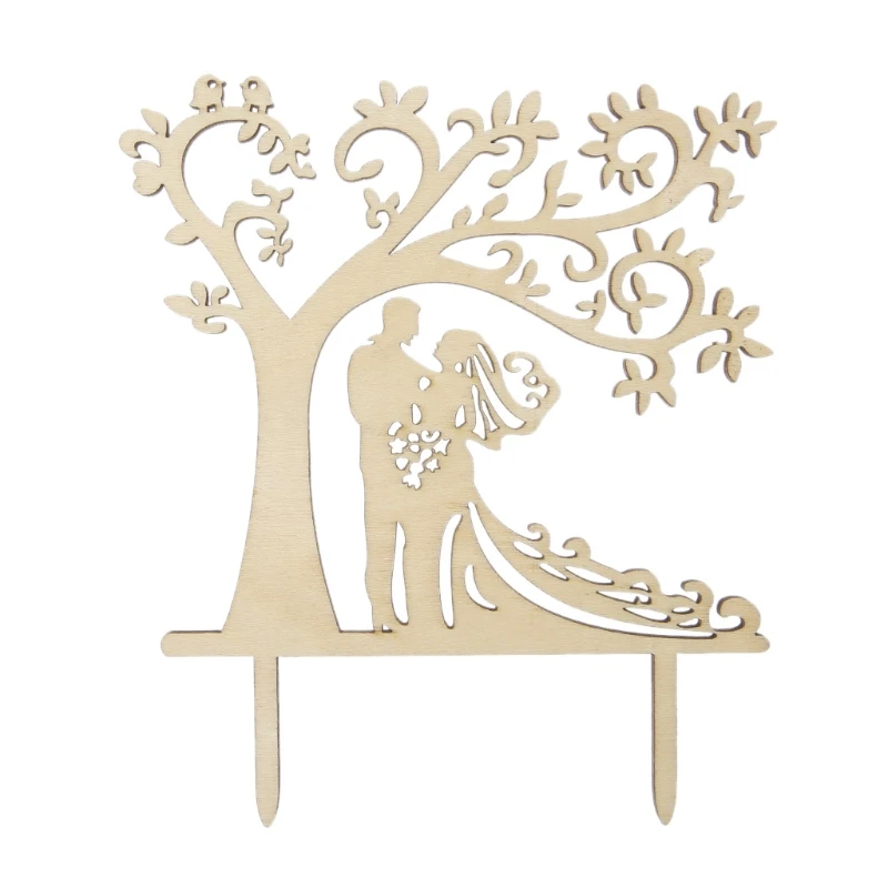 

Personalised Rustic Wooden Wedding Cake Topper Mr & Mrs Silhouette Tree Decor