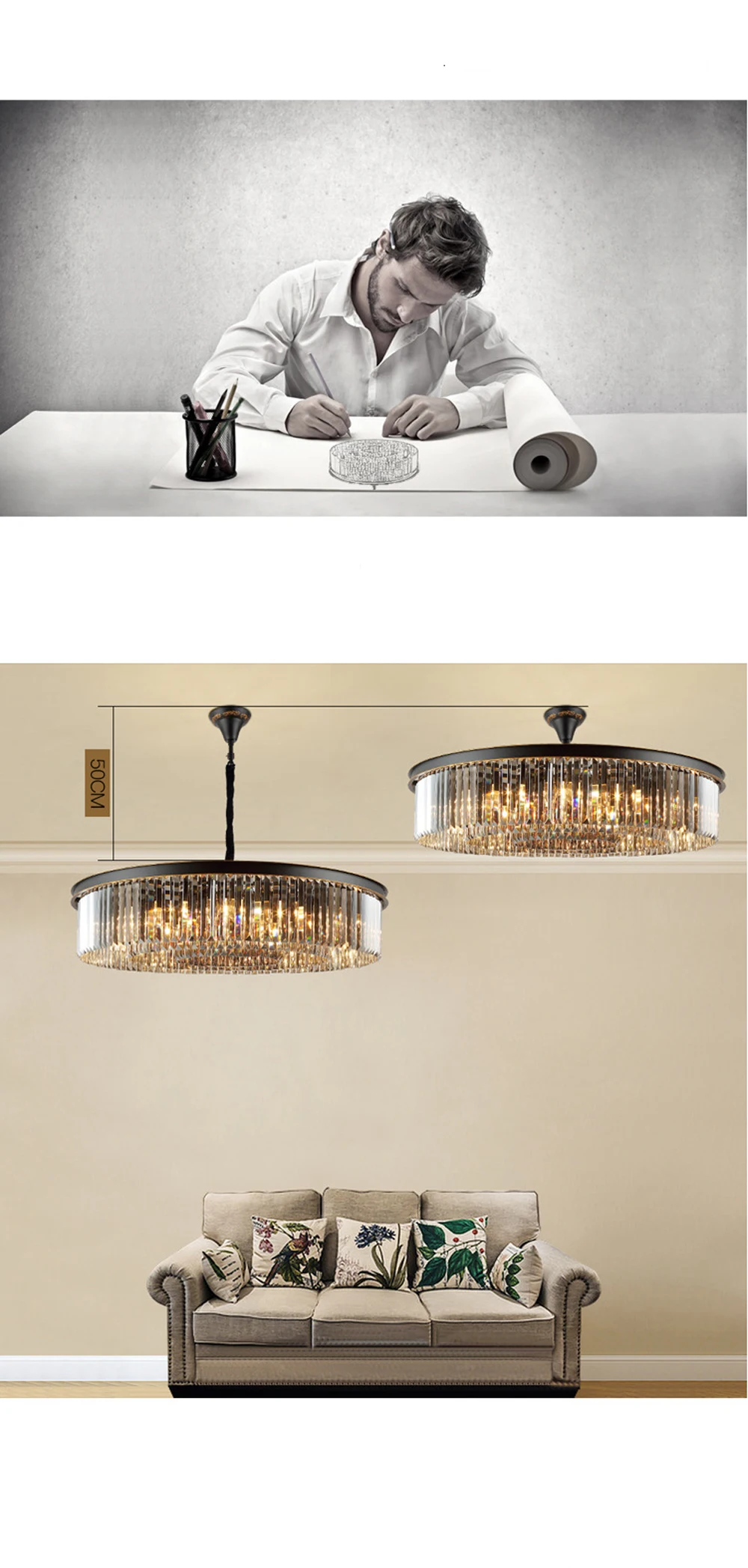 Led e14 Ретро американский Железный кристалл черный дымчатый серый люстра освещение подвесной светильник Lampen блеск для фойе