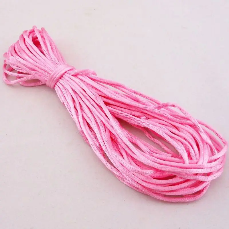 10 м/комплект 2 мм смешанный цвет нейлон черный атлас китайский узел шелковистый шнур макраме Бисер Плетеный Шамбала нить - Цвет: Pink