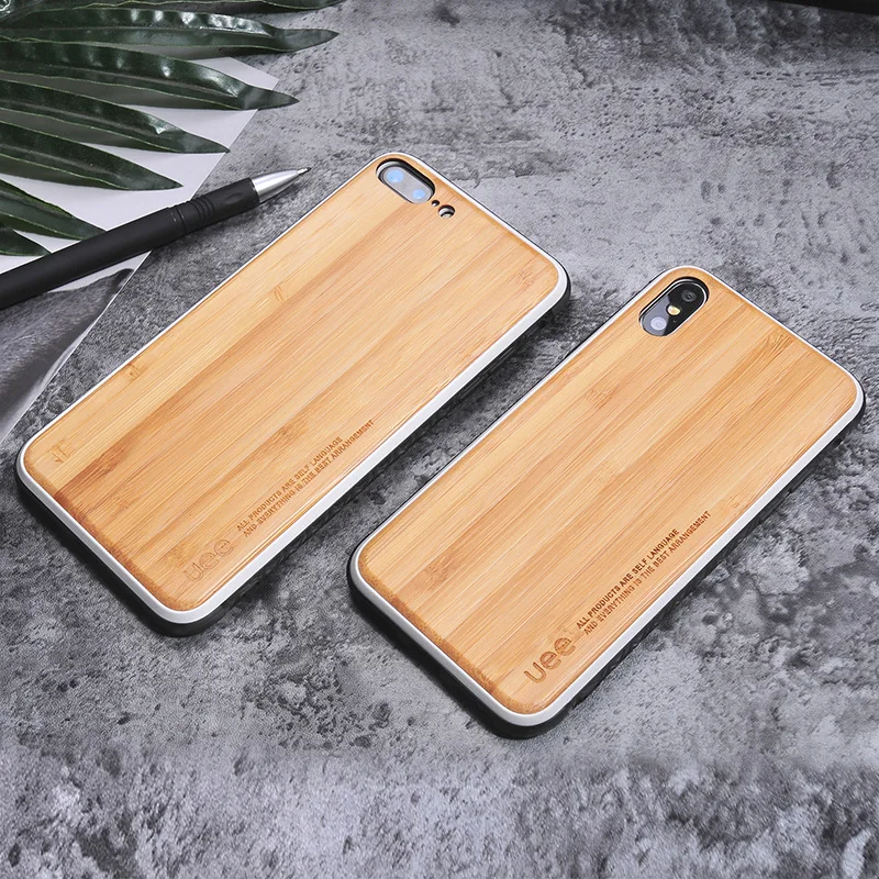 

For iPhone 7case 6 8 XR Solid color Refreshing Anti-fall protective case for iPhone XSMax Natural bamboo personality phone case
