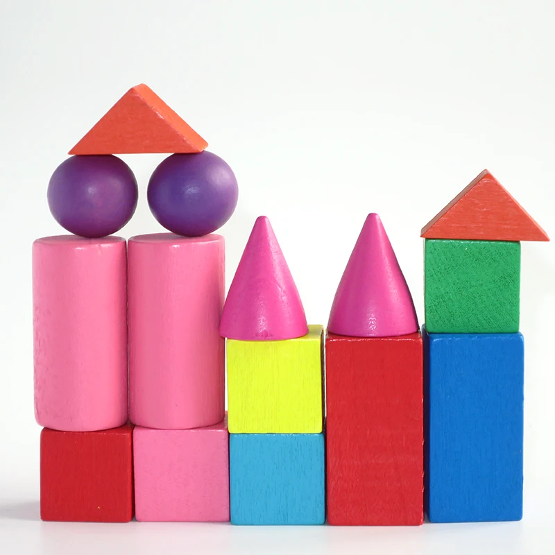 

15pcs/set Baby Childhood Educational Wooden Colorful Recognize Shapes Building Blocks Early Learning Creative Toys for Kids
