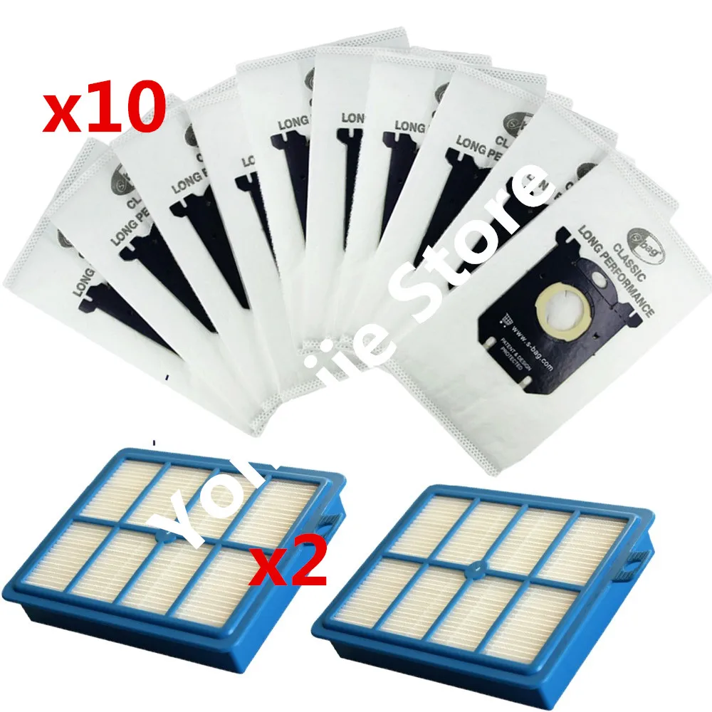 

2pcs Replacement hepa filter h12 +10 pcs Dust Bags for Electrolux Vacuum Cleaner filter For philips FC8202 FC8204 FC8206 FC8208