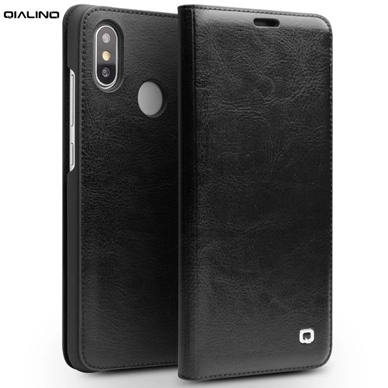 

QIALINO Genuine Leather Fashion Phone Cover for Xiaomi MI 8 Luxury Ultra Thin Card Slot Flip Case for Xiaomi Mi8 for 6.21 inch