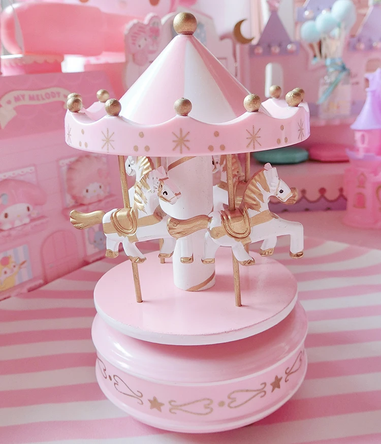 1 pieza de carrusel Musical caballo de madera carrusel caja de música juguete niño bebé juego regalo de cumpleaños