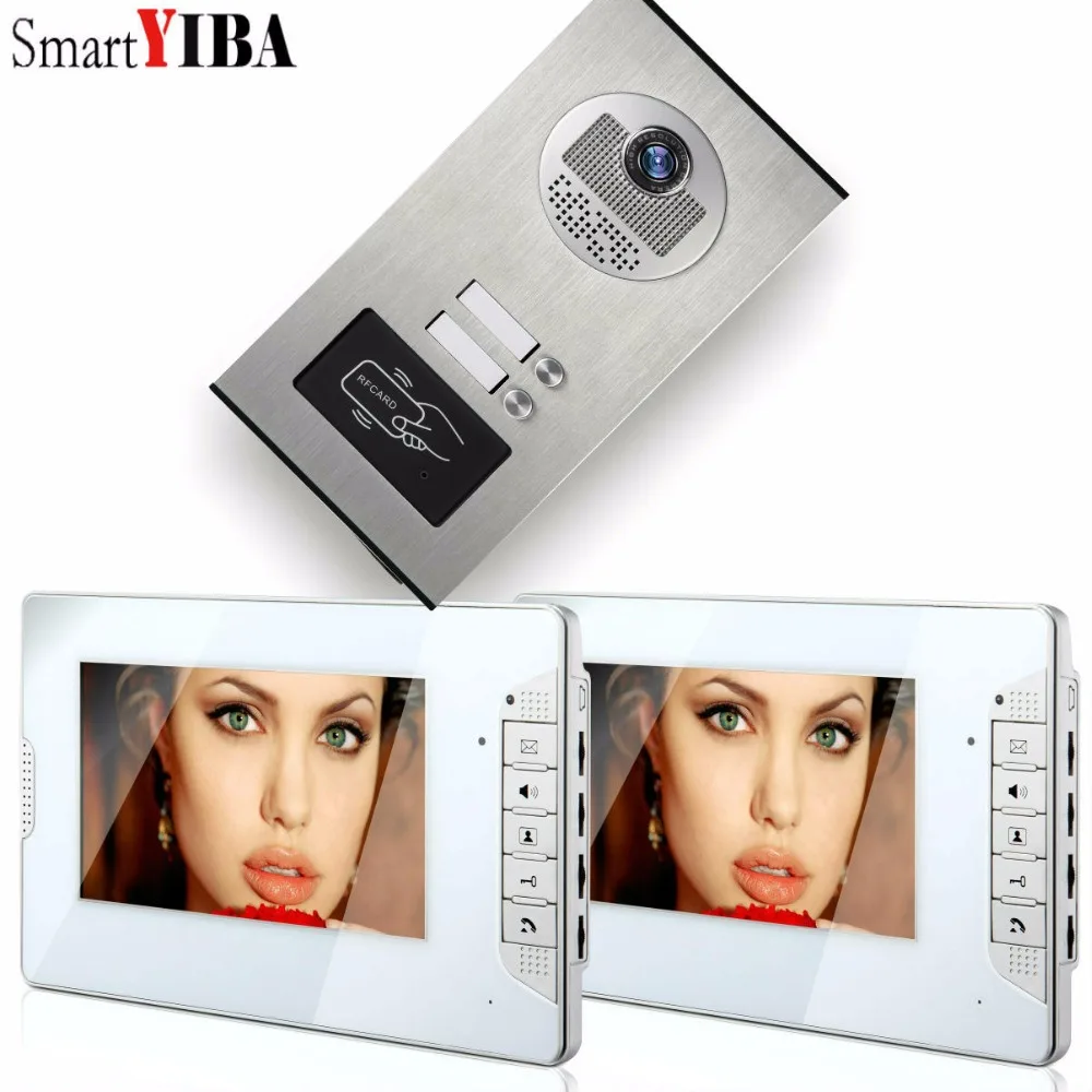 SmartYIBA 7\RFID 2 Units House Apartment Video Intercom Interphone Kit IR Night Vision Camera Door Phone Doorbell System SmartYIBA 7\RFID 2 Units House Apartment Video Intercom Interphone Kit IR Night Vision Camera Door Phone Doorbell System
