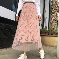 Yiciya Rosa Falda de Encaje Plisada Falda para las Mujeres Faldas de Tul Tutu Tule Rok Larga Cintura Alta hasta el Tobillo 2019 Ropa de Verano Femenina Yiciya Rosa Falda de Encaje Plisada Falda para las Mujeres Faldas de Tul Tutu Tule Rok Larga Cintura Alta hasta el Tobillo 2019 Ropa de Verano Femenina