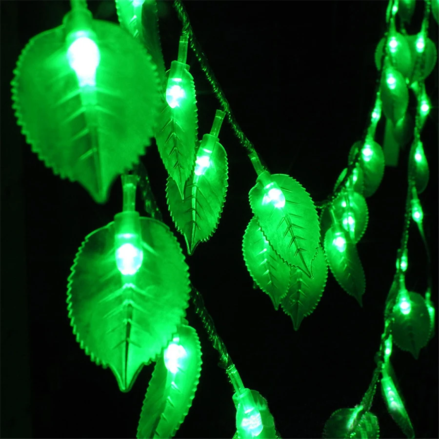 

JULELYS Fairy Lights Battery Powered LED String Lights Window Leaf Garland Light Outdoor Christmas Decorations For Garden Home