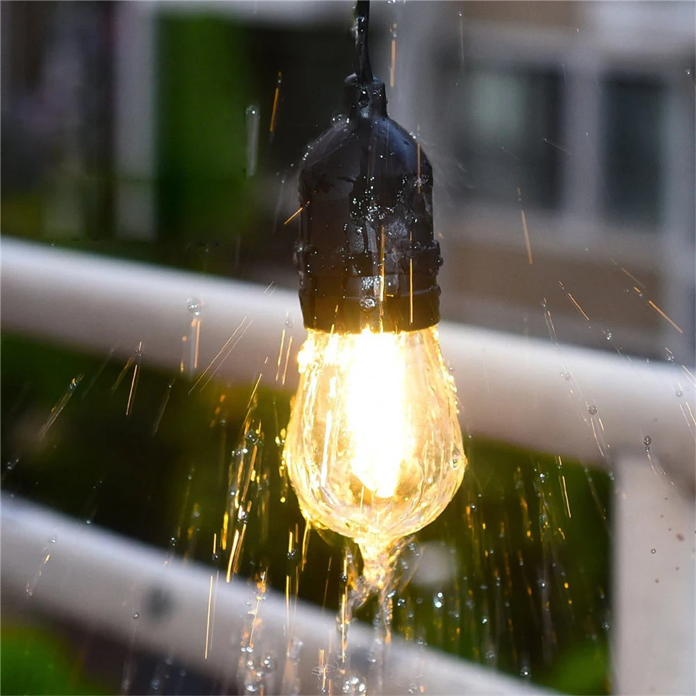  S14 15M Waterproof Outdoor LED String Lights Commercial Grade LED Retro Edison Filament Bulb garlan - 32880419658
