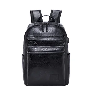 

New Backpack USB Charging Laptop Men Women Waterproof PU Leather Travel Rucksack Female Male Vintage School Bag Bagpack Mochila