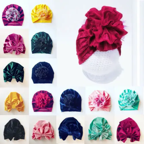 

2018 Breand Cute Baby Girls Boys Bow Turban Hat Toddler Kids Head Wrap Hijab Headband Cap 17 Colour