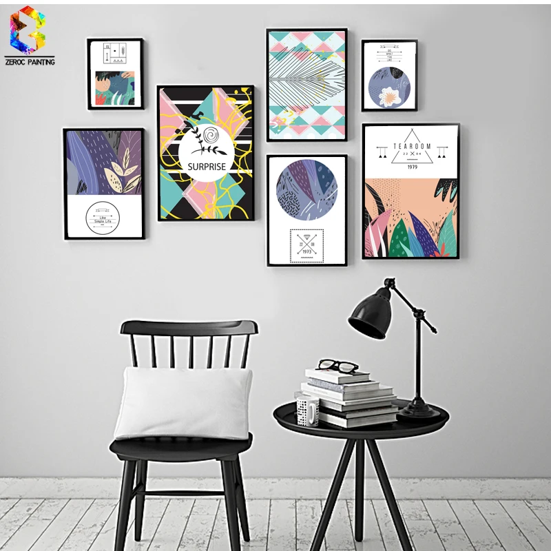 

ZeroC Modern Canvas Art Print Poster, Nordic Colorful Leaf Wall Paintings for Living Room Decoration Home Decor