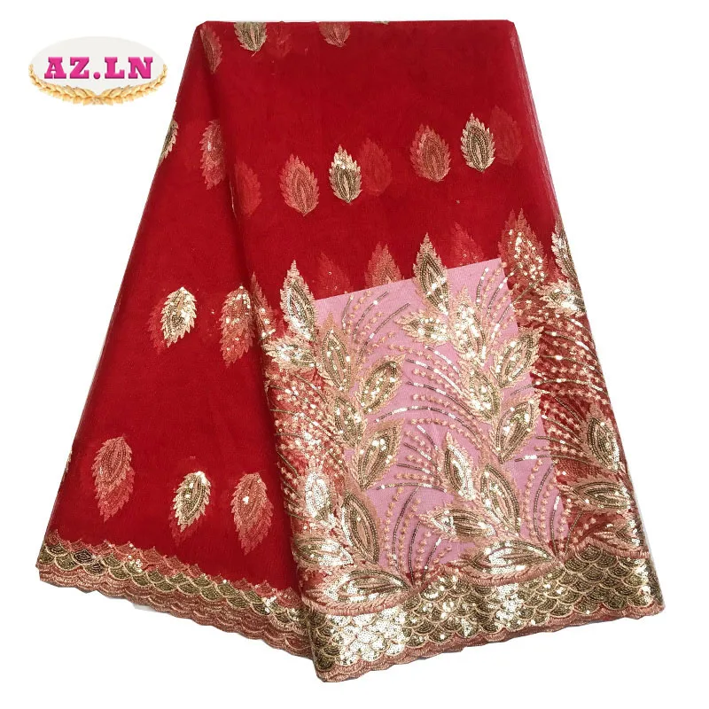 

African Lace Fabric 2019 Embroidered Nigerian Laces Fabric Bridal High Quality French Tulle Lace Fabric For Women AMZ559 gold