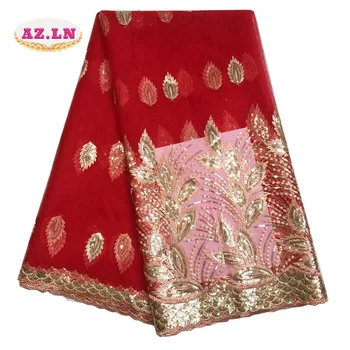 

African Lace Fabric 2019 Embroidered Nigerian Laces Fabric Bridal High Quality French Tulle Lace Fabric For Women AMZ559 gold