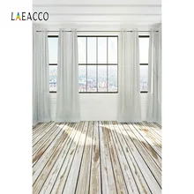 Laeacco виниловые фоны оконные шторы серый деревянный пол город Детские вечерние портрет интерьер живописные фото фоны фотостудия