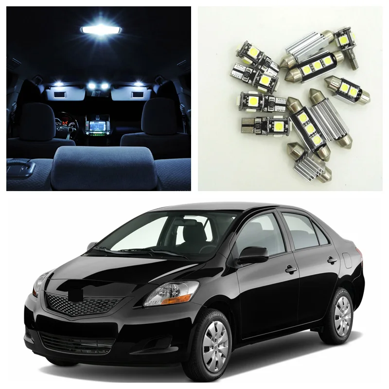 

8Pcs Super Bright White LED Bulbs Interior Package Kit For 2007-2011 Toyota Yaris Map Dome License Plate Light Toyota-B-27