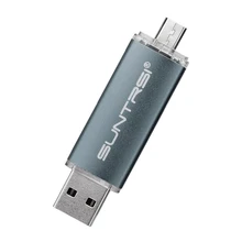 Suntrsi usb 2.0 Metal OTG USB Flash Drive 32GB pen drive 2peices/lot OTG external storage Pendrive for Smart Phone Real capacity
