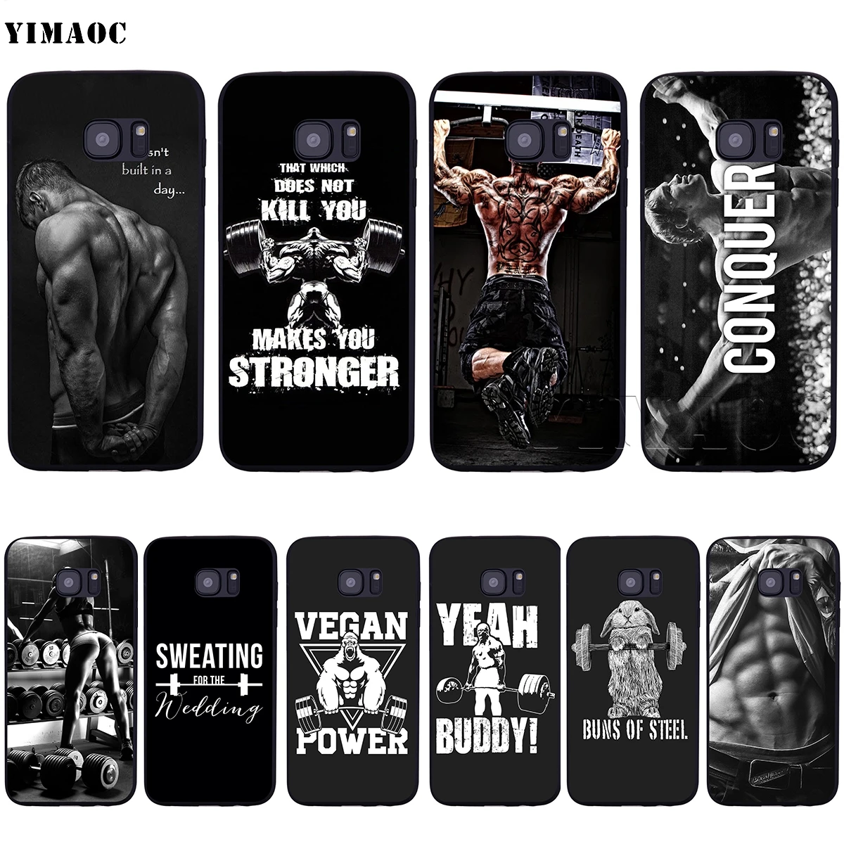 

YIMAOC Bodybuilding Gym Fitness Soft Case for Samsung Galaxy S6 S7 S10e Edge S8 S9 Plus A3 A5 A6 A7 A8 A9 J6 Note 8 9 2018