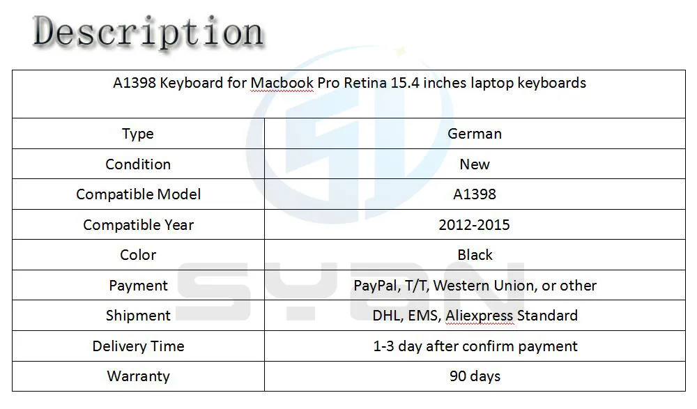 A1398 клавиатура для Macbook Pro retina 15,4 дюймов ноутбука MC975 MC976 ME664 ME665 ME293 ME294 клавиатуры абсолютно новые 2012