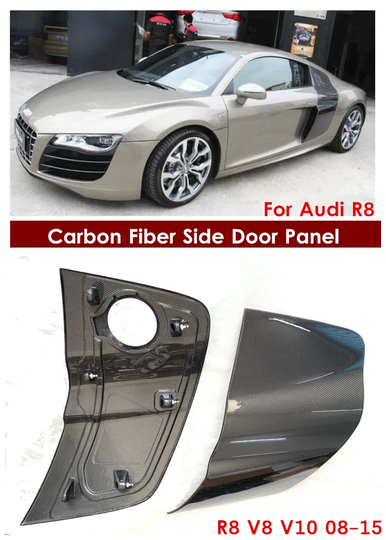 

1Pair+DOUBLE-SIDED CARBON//R8 V8 V10 Carbon Fiber Side Door Side Panel Blade Panels Side Scoop for Audi R8 V8 V10 2 Door 2008-15