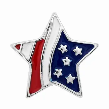 

12PC high quality DIY Jewelry Accessory Five-Pointed Star Style America Flag Snaps Button For Diy Snaps Buttons Charms Jewelry