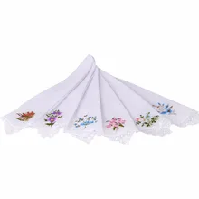 NaroFace 6 uds Vintage servilleta para mujer bordado mariposa encaje flor pañuelos Floral surtido de tela portátil pañuelo para damas