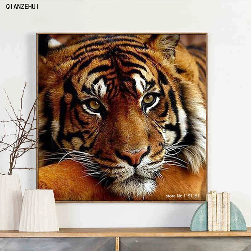 

DIY Rhinestone plastic crafts painting diamond Contemplative tiger Square diamond painting cross stitch full diamond embroidery