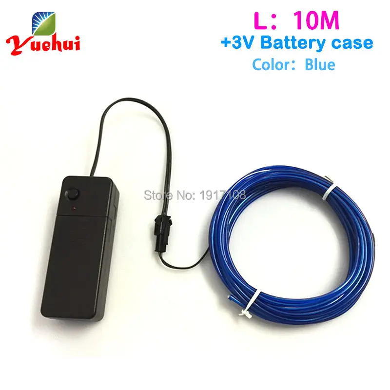 

High-grade 10Meter 2.3mm 10 Color optional EL wire glowing LED neon light EL cable rope DC-3V wedding decor