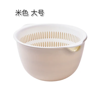 Двойной слой японский стиль сливная корзина для хранения раковина гостиная Фруктовая тарелка Бытовая пластиковая корзина для овощей корзина для мытья - Цвет: Milk