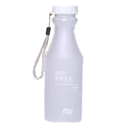 VILEAD 550 мл матовые яркие цвета портативная пластиковая небьющаяся бутылка для воды BPA FREE Roped герметичная велосипедная Спортивная бутылка - Цвет: White