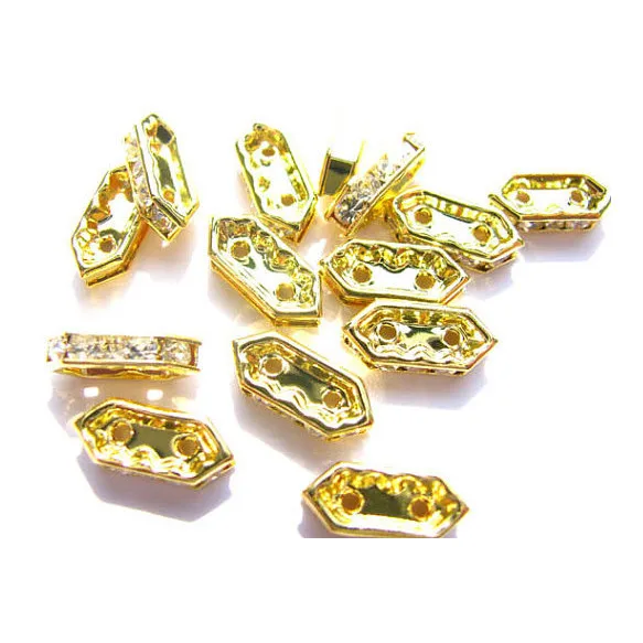 Wholesale 8 *26mm Gold Silver Plt Rhinestone 3 Hole Spacer Bars Connectors Bead For Charm
