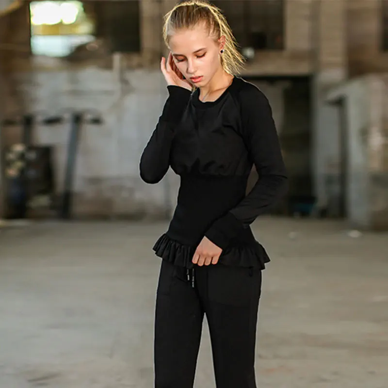 Autumn Winter 2 Pieces Set Women Fashion Long Sleeve Suit Runway Casual Women Tracksuit Top And Pants Set Lady Unique black suit Women's Sets