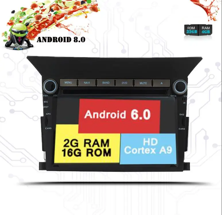 2 Din Android 8,1 ram 2GB Автомобильный gps dvd-плеер для Honda Pilot 2009 2010 2011 2012 радио стерео аудио BT навигационная карта - Цвет: Android 6.0