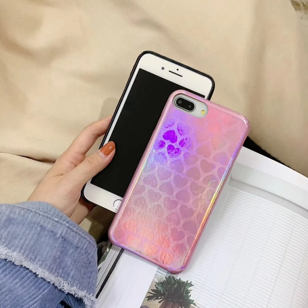 HUANQING Luxury laser love cell phone case For X XR XS Max fashion For iPhone 6 6S 7 7Plus 8 8Plus dream Protective Cover case03