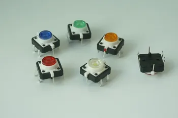 

20pcs Illuminated Tactile Switch SPST-NO Through Hole Off-Mom 12.0 mm x 12.0 mm LED Red Yellow Orange White Blue 7.3 mm Height
