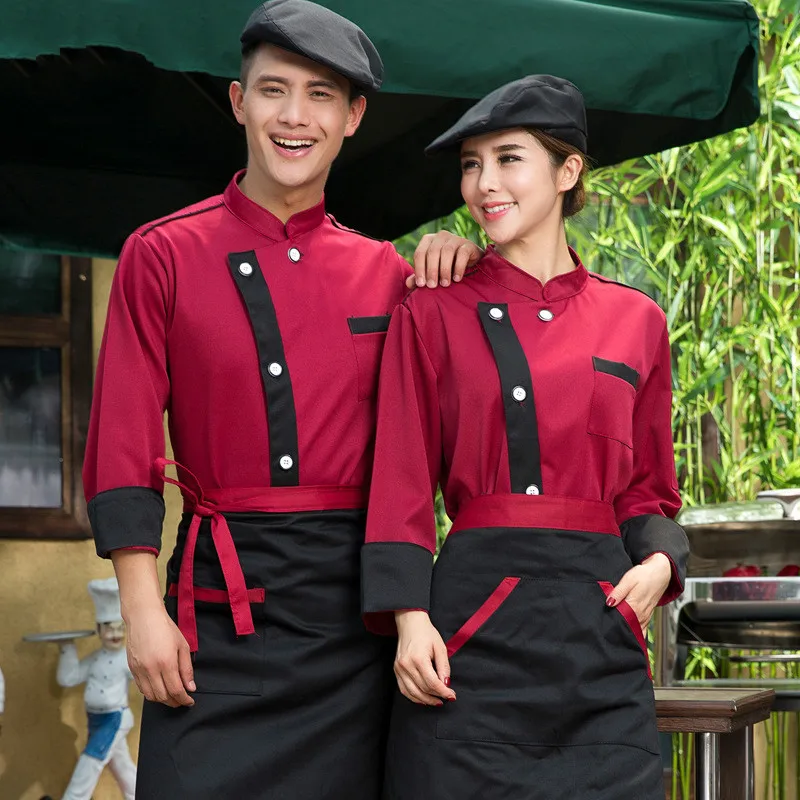 

Long Sleeve Autumn Black Chef Uniform Western Restaurant Kitchen Work Clothes Tooling Uniform Hotel Food Service Cook Tops 89