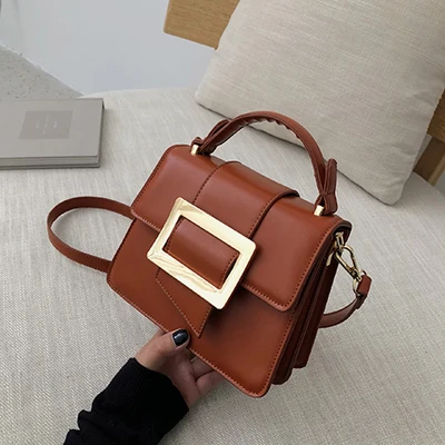 ETAILL, большой ремень из искусственной кожи, женская сумка с клапаном, кожаная сумка,, модная классическая дизайнерская женская сумка, сумка через плечо с верхней ручкой - Цвет: Brown