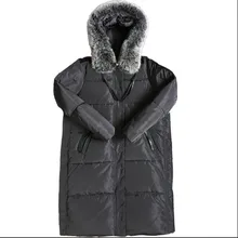 Длинный пуховик с натуральным лисьим мехом, Модная парка с капюшоном, зимняя женская куртка, 90% белый утиный пух, парка размера плюс, 5XL, верхняя одежда AC347