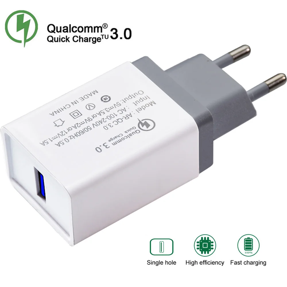 QC3.0 18W Single USB Charger Plug Mobile Phone Charger For iPhone Samsung Huawei Xiaomi QC3.0 18W Single USB Charger Plug Mobile Phone Charger For iPhone Samsung Huawei Xiaomi